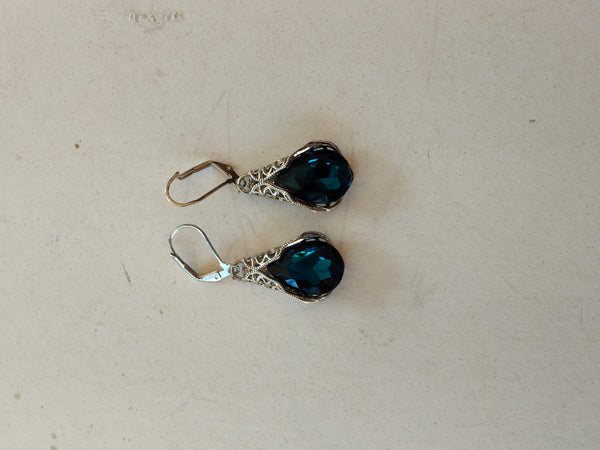 Silver with blue stone earrings