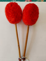 Red with cane stem tenor drum beaters