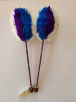 White with purple and blue tenor drum beater
