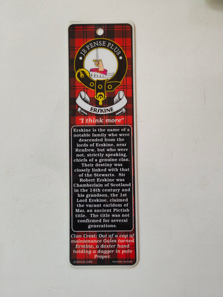 Erskine Scottish clan bookmark