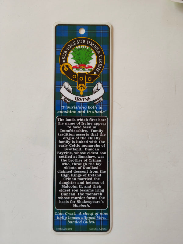 Irvine Scottish clan book mark