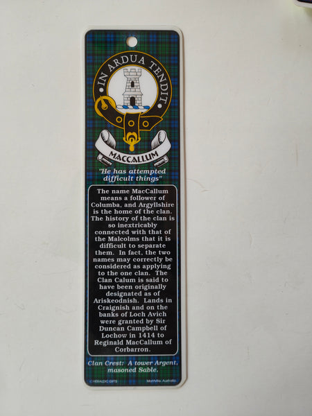 MacCallum Scottish clan bookmark