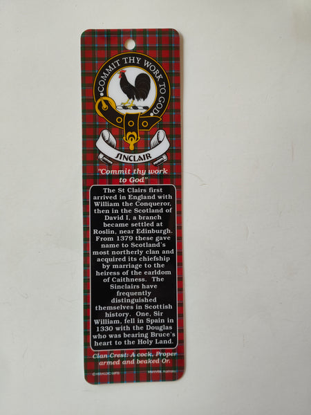 Sinclair Scottish clan bookmark