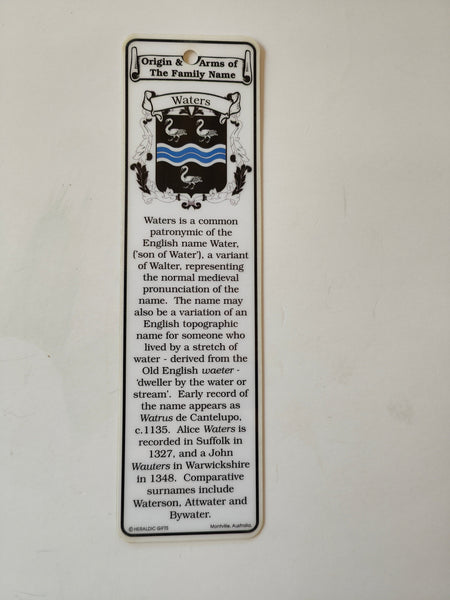 Waters Irish bookmark