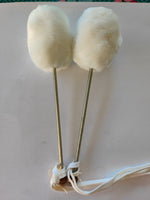 White with silver stem tenor drum beater