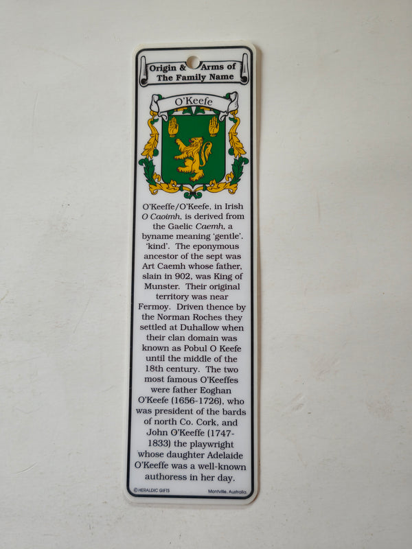 O'Keefe Irish bookmark