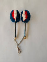 Mini tenor drum beaters with keychain- blue, red, white with blue stem