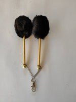 Mini tenor drum beater with keychain - black with gold stem