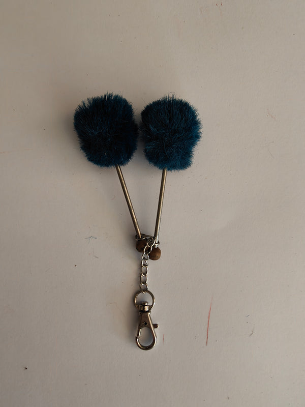 Petite tenor drum beaters with key chain - blue