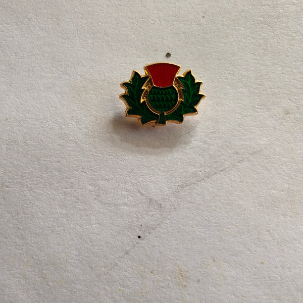 Painted thistle lapel pin