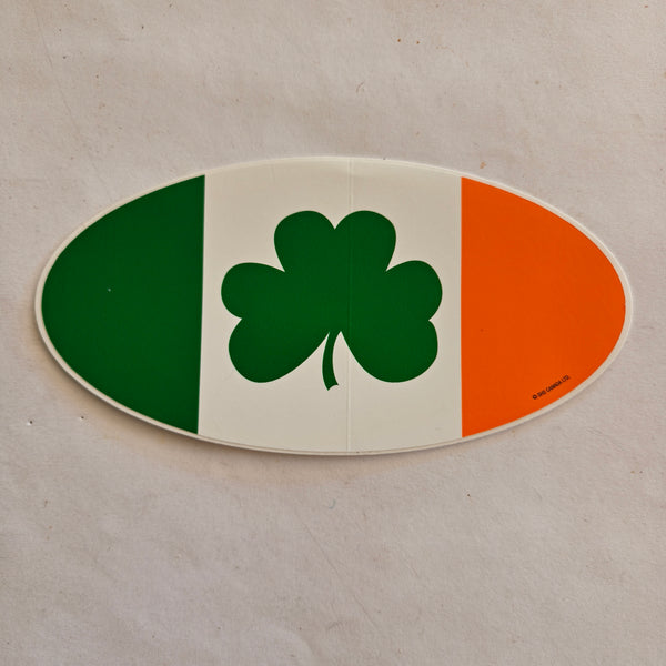 Ireland flag with shamrock oval sticker