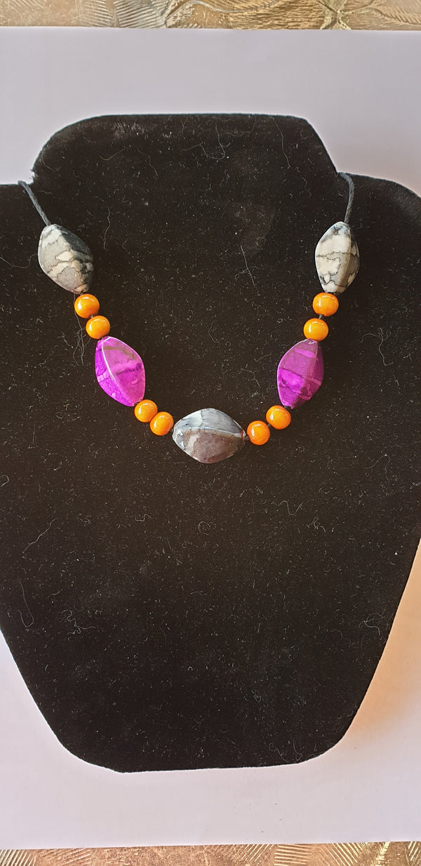 HMR Purple & Grey Neckalce