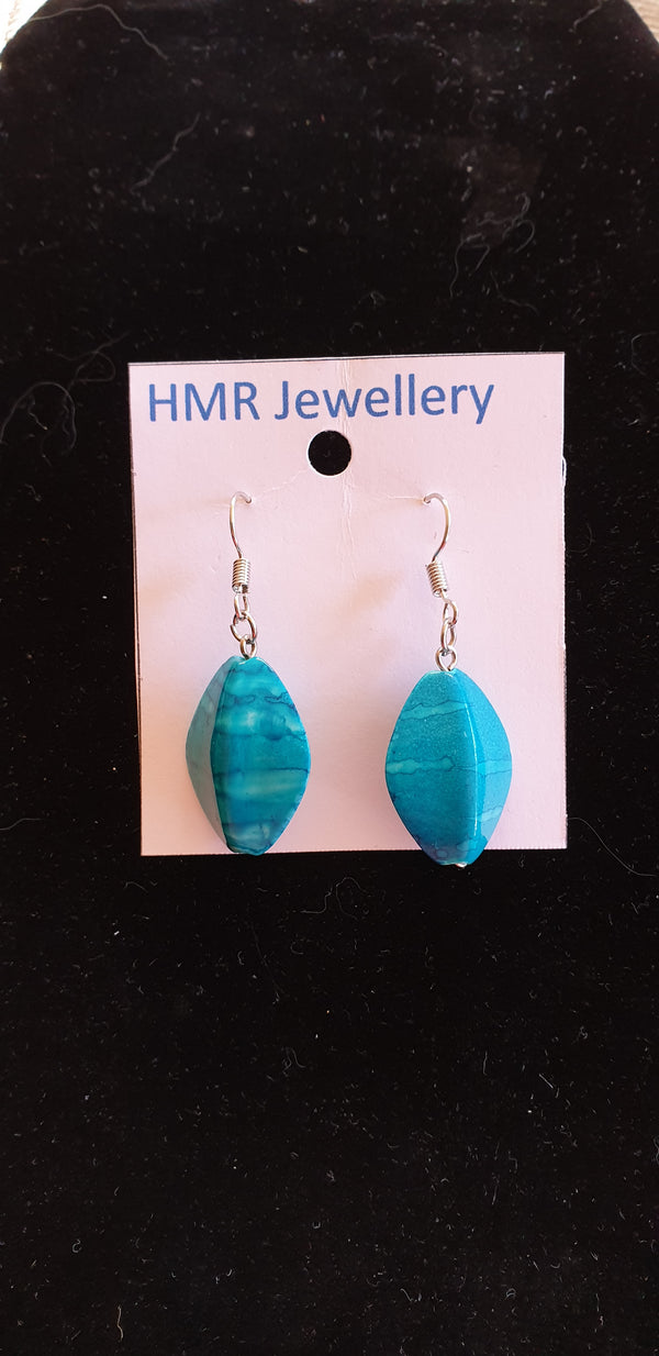 HMR Leaf Bead Silver Earrings