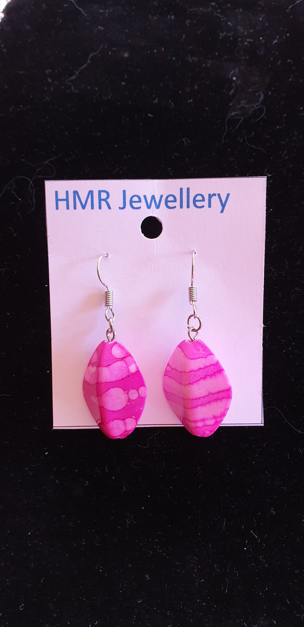 HMR Leaf Bead Silver Earrings